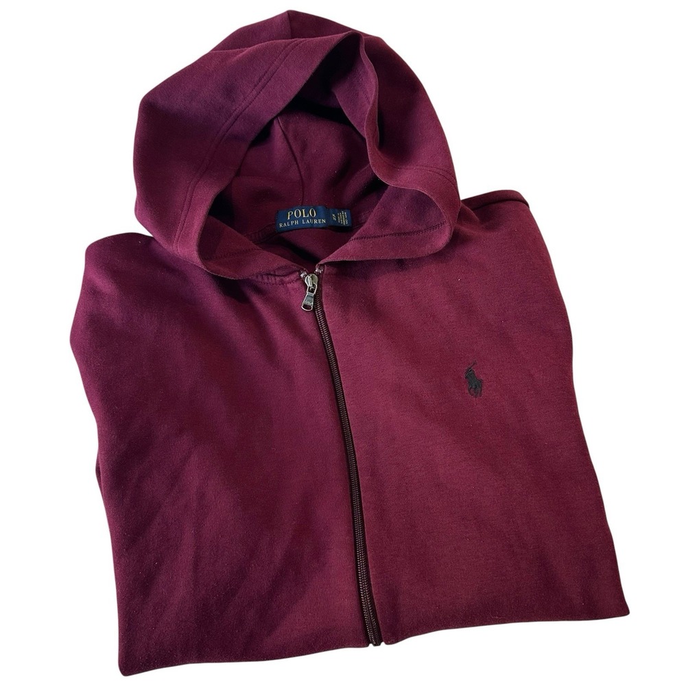 Polo Ralph Lauren Maroon Burgundy Red Zip Up Hooded Jacket Mens Size XL